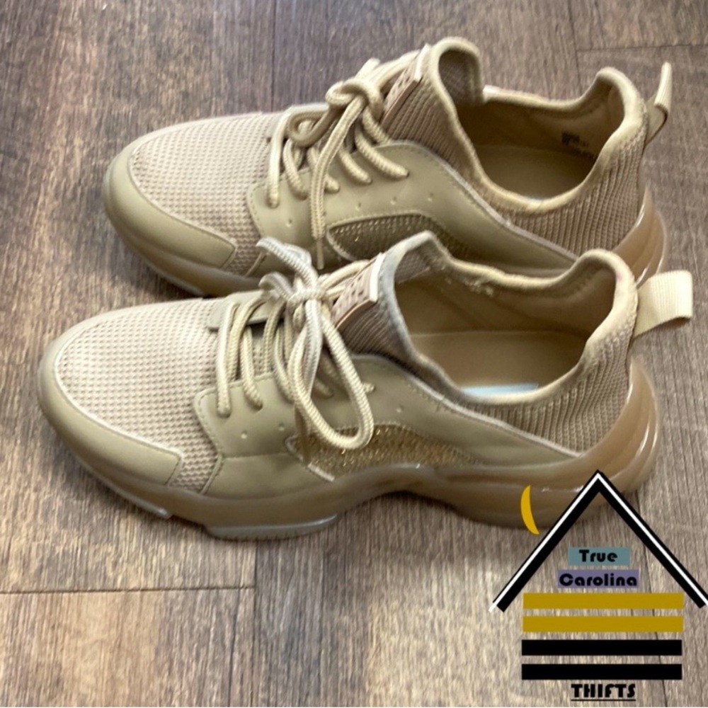 Steve Madden Shoes Women's Size 9.0 Brown Tan Ganzo-R Sneakers Bedazzled SKU#621